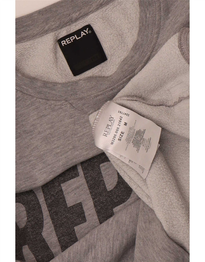 Replay Sweat-Shirt Graphique Homme Gris Moyen Moucheté Coton