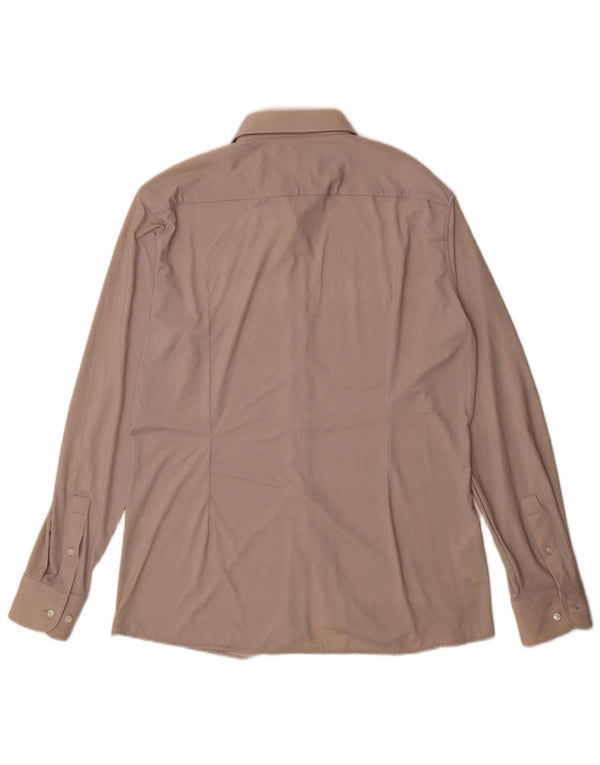 Hugo Boss Chemise slim fit pour homme Taille 42 16 1/2 Large Beige Polyamide