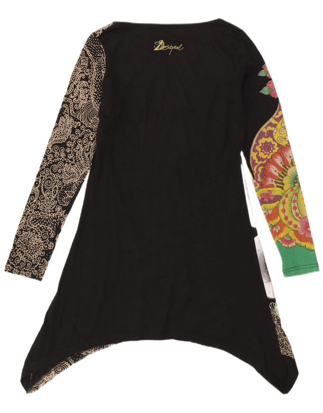 Desigual Tunique asymétrique graphique pour femme UK 10 Small Black Floral