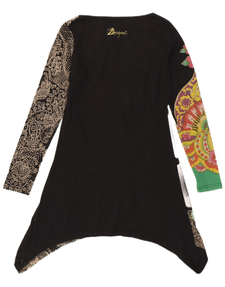 Desigual Tunique asymétrique graphique pour femme UK 10 Small Black Floral