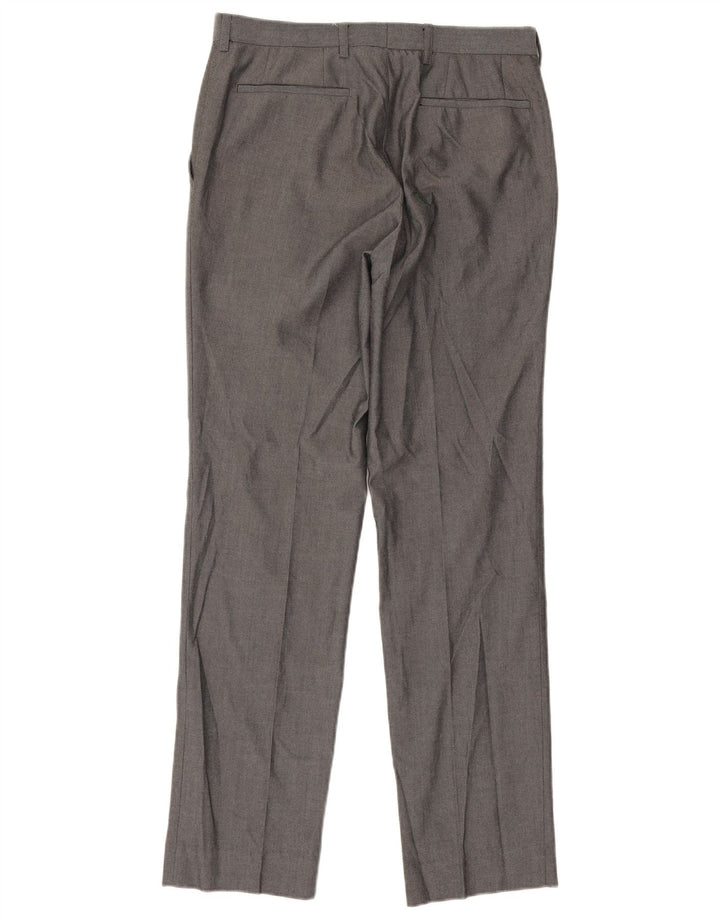 Marks & Spencer Pantalon de Costume Droit Homme W30 L31 Gris Polyester