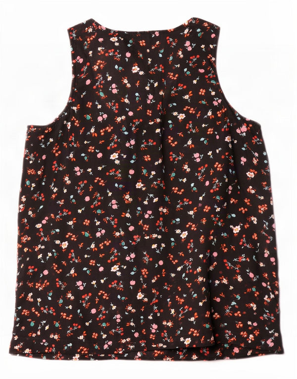 Benetton Chemisier sans manches pour femme UK 10 Petit Modal Floral Noir