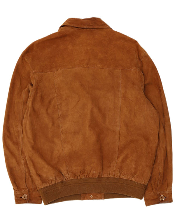 vintage Mens Suede Bomber Jacket IT 50 Grand Cuir Marron