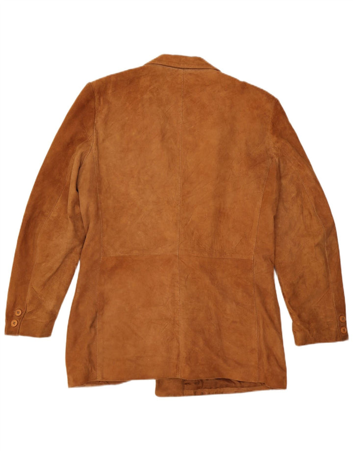 vintage Mens Double Breasted Suede Blazer Veste IT 52 XL Cuir Marron