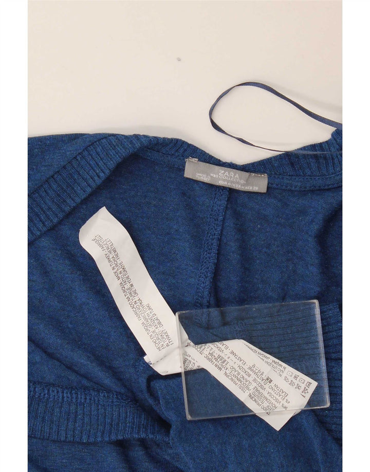 Zara Femme Haut Oversize Manches Longues UK 44 Bleu Moyen Viscose