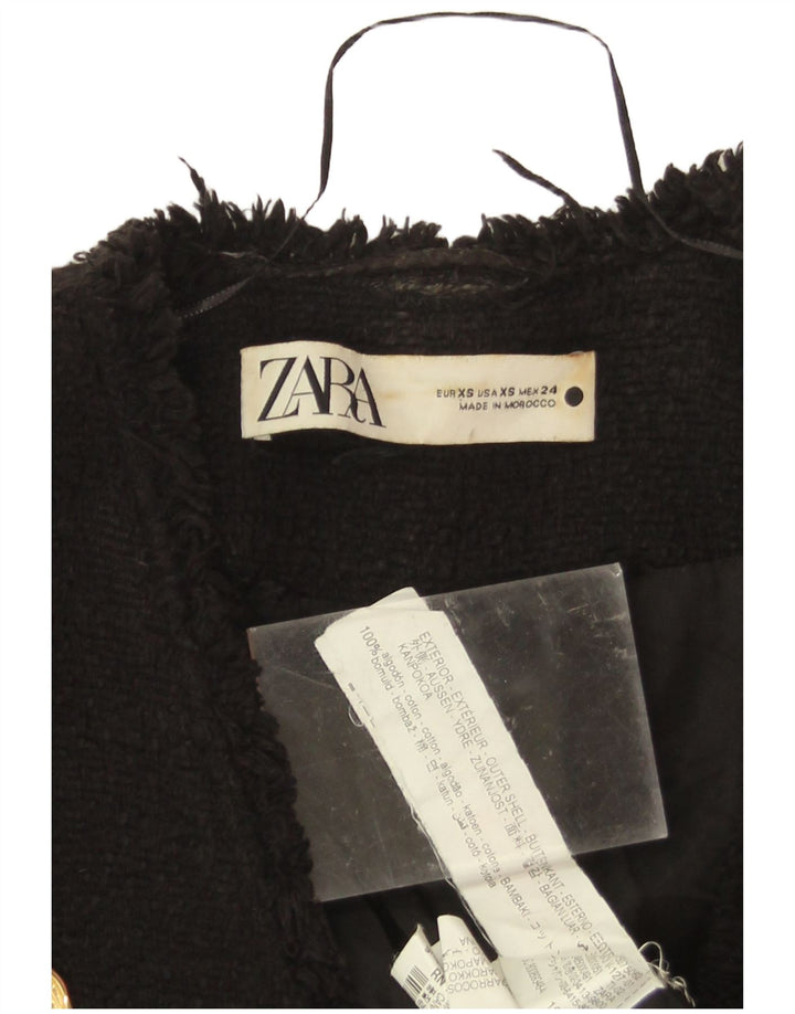 Zara Veste Blazer Double Boutonnage Femme UK 6 XS Coton Noir