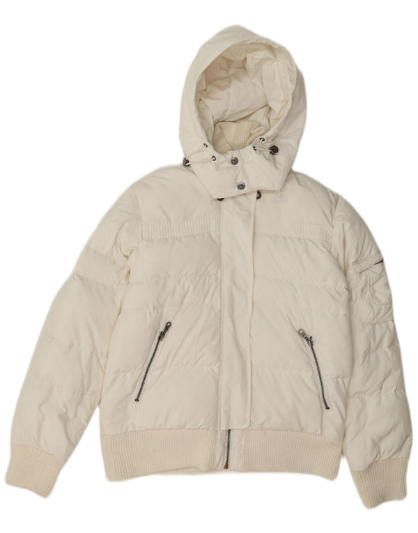 Diadora Veste matelassée à capuche pour femme UK 10 Small Blanc Polyester