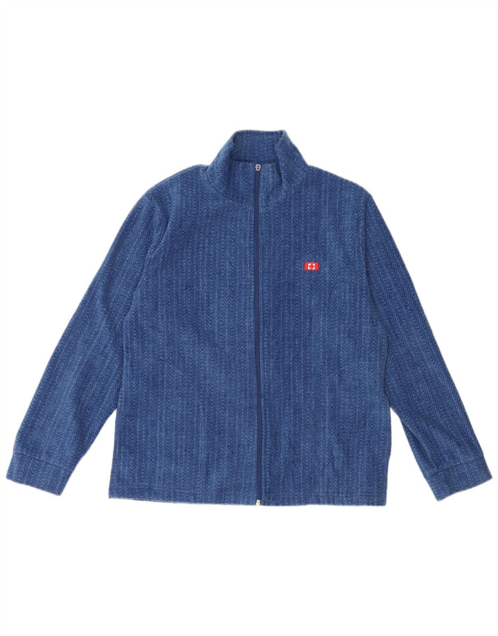 CANADA LOGAN Veste Polaire Femme UK 16 Grand Bleu Chevrons Polyester