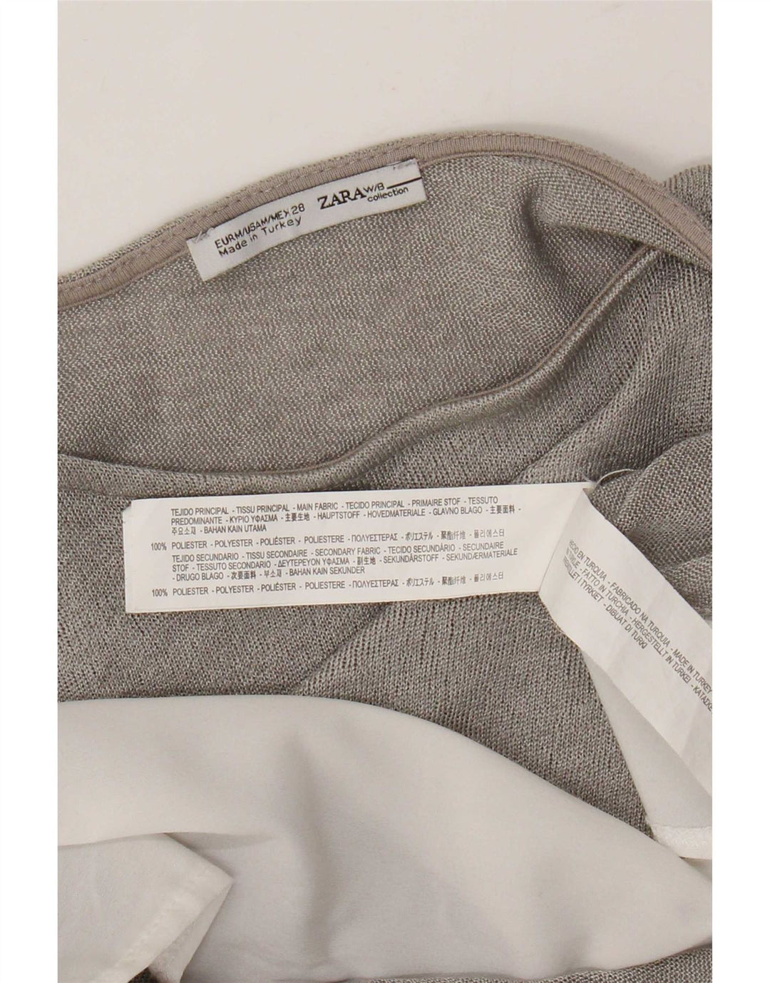 Zara Tunique surdimensionnée à manches 3/4 pour femme UK 14 Gris moyen Colourblock
