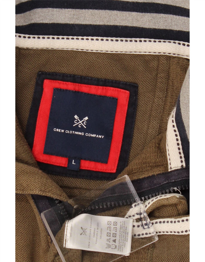Crew Clothing Sweat-shirt à col zippé pour homme en coton kaki Taille L