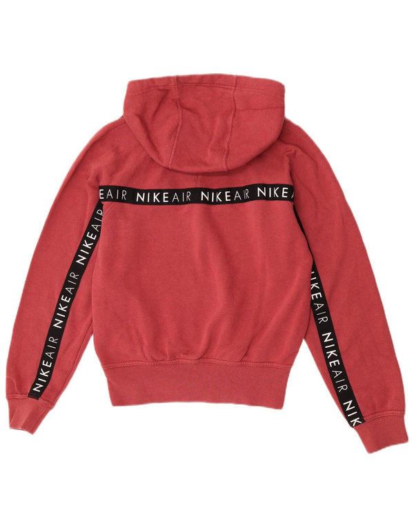Nike Pull à capuche surdimensionné graphique pour femme UK 6 XS Rouge Colorblock Coton