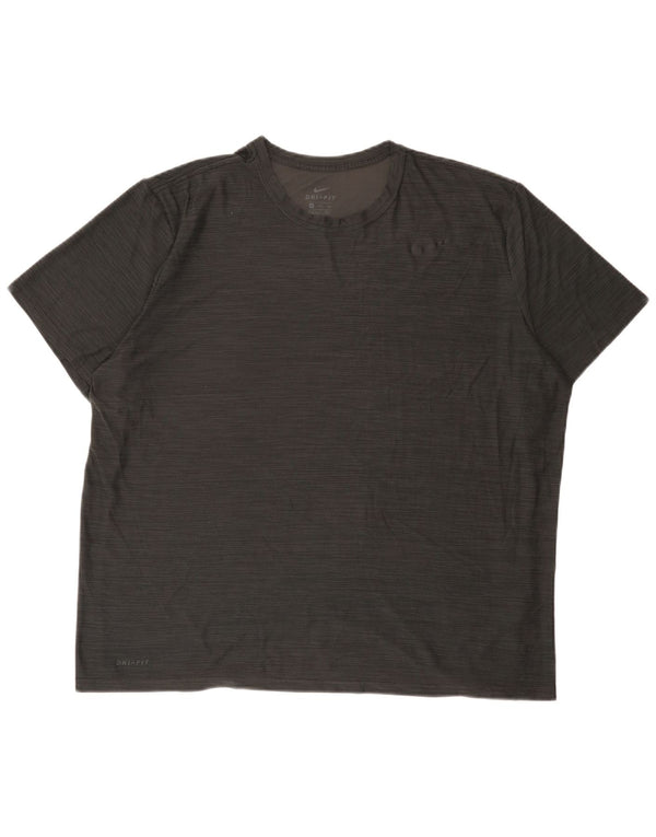 Nike Mens Dri Fit T-Shirt Top 2XL Gris Moucheté Polyester