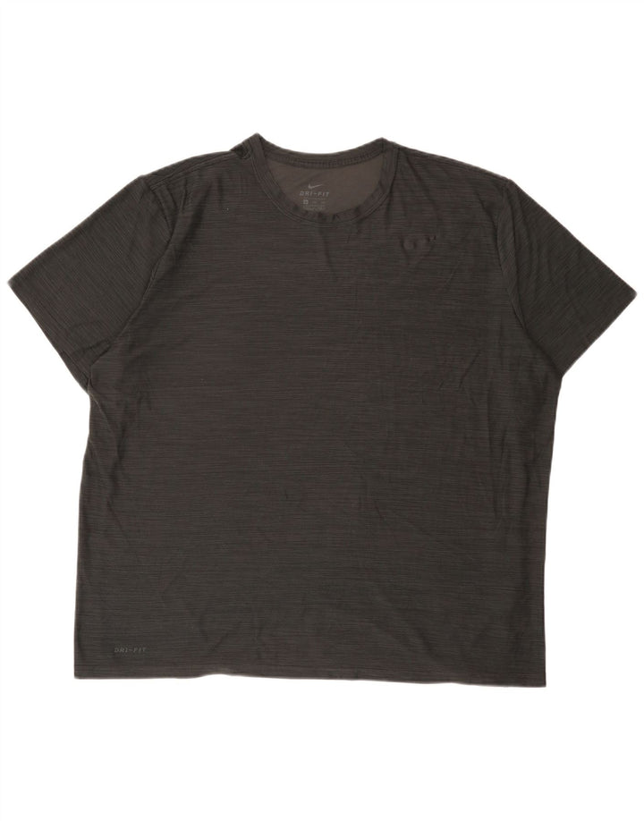 Nike Mens Dri Fit T-Shirt Top 2XL Gris Moucheté Polyester
