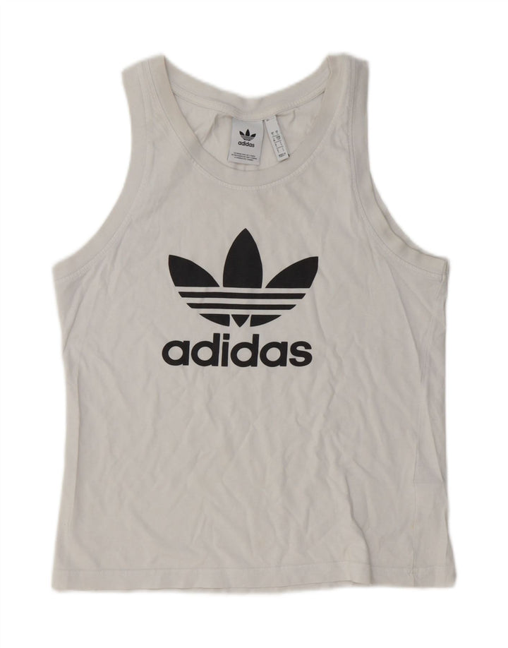 Adidas Débardeur graphique pour femme UK 10 Petit coton blanc