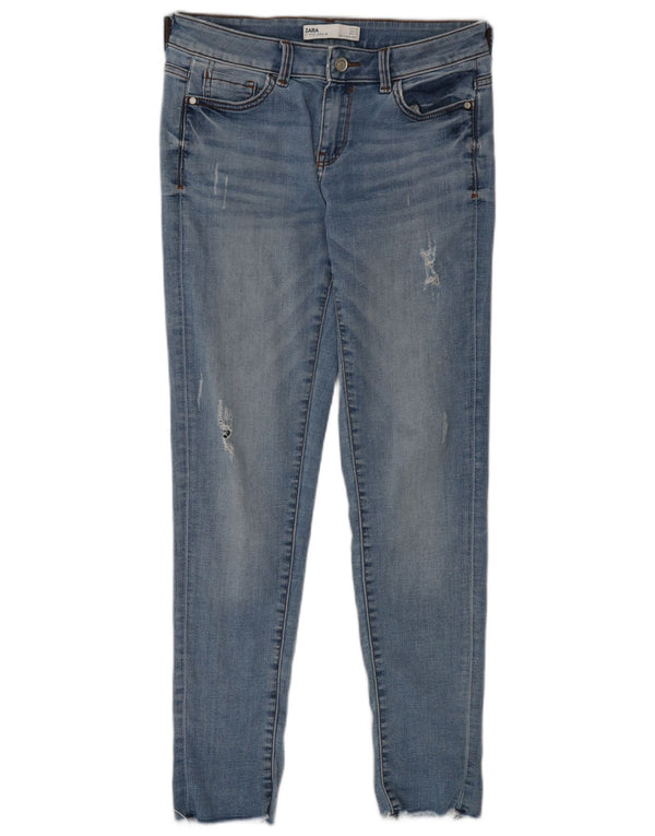 Zara Jean slim effet vieilli pour femme EU 36 XS W26 L29 Bleu Coton