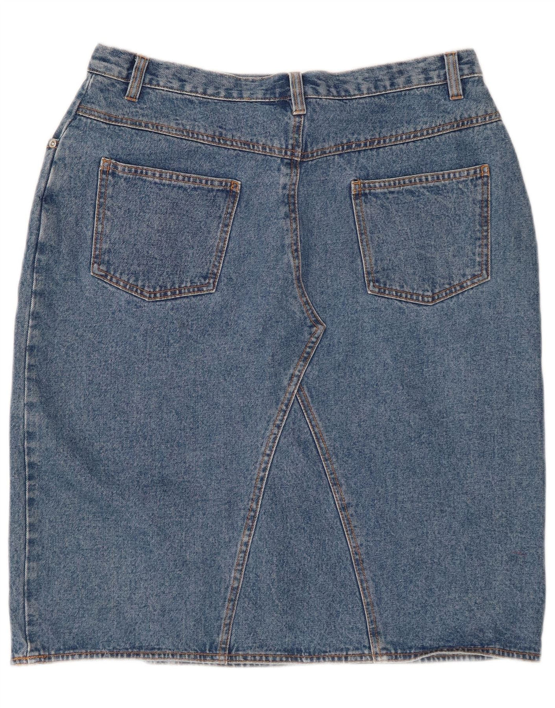 VINTAGE Jupe en jean taille haute femme UK 18 XL W32 Bleu