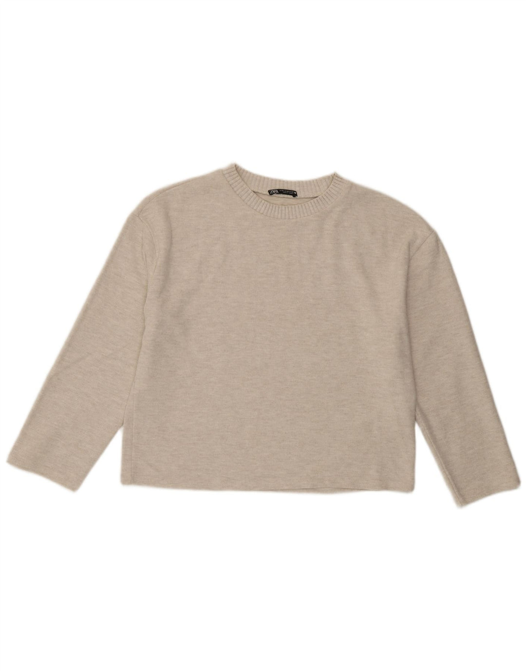 Zara Femme Chemisier Top UK 14 Polyester Beige Moyen