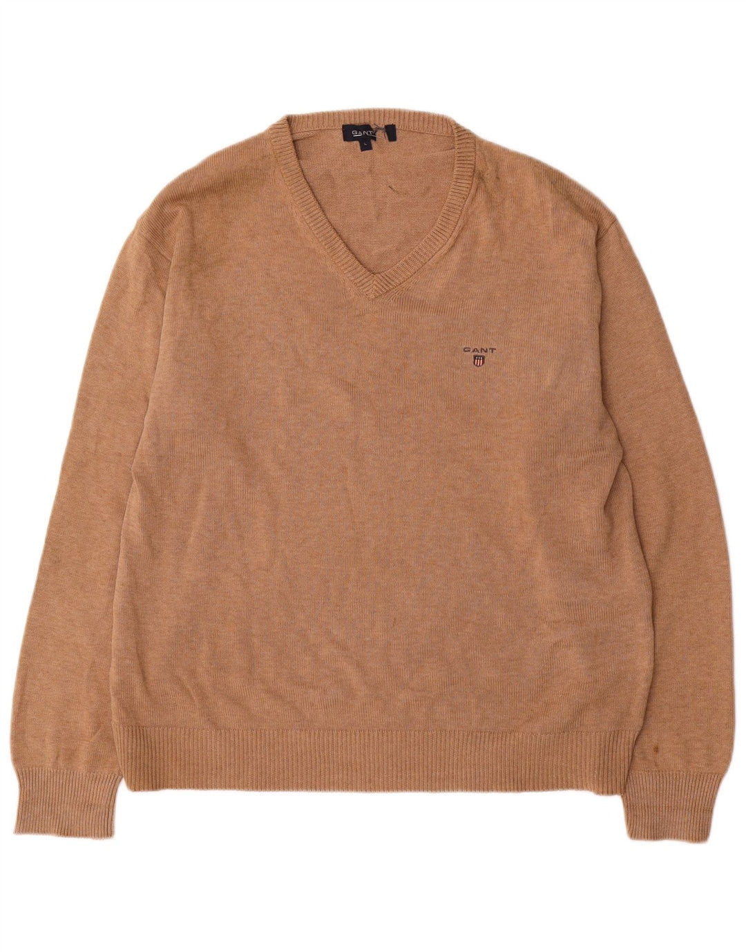 Gant Pull col V pour homme en coton marron Taille L