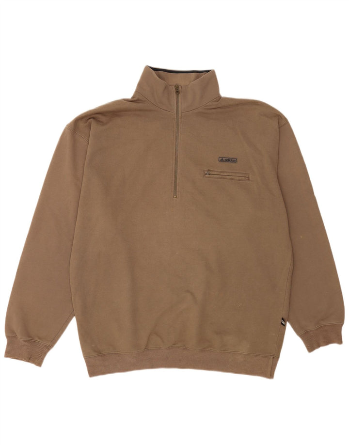 Adidas Sweat-shirt à col zippé pour homme, grand marron