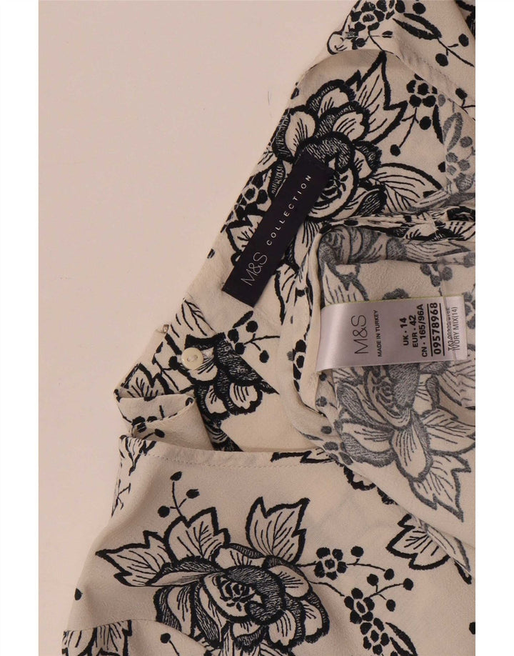 Marks & Spencer Chemisier pour femme UK 44 Large en viscose florale blanc cassé