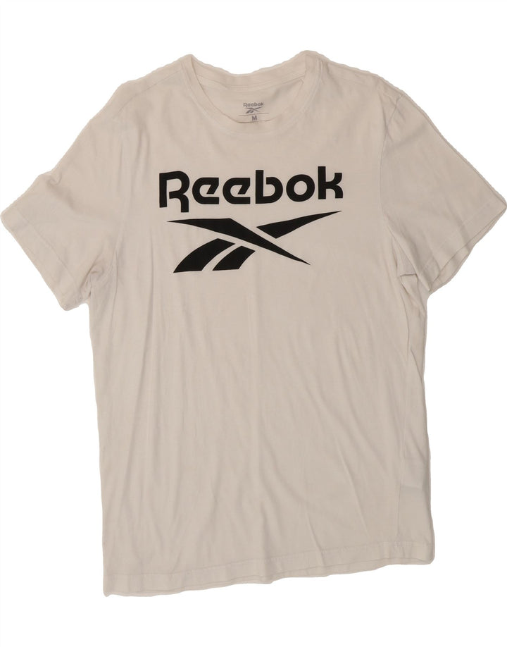 REEBOK Mens Graphic T-Shirt Top Medium White Cotton Vintage Reebok and Second-Hand Reebok from Messina Hembry 