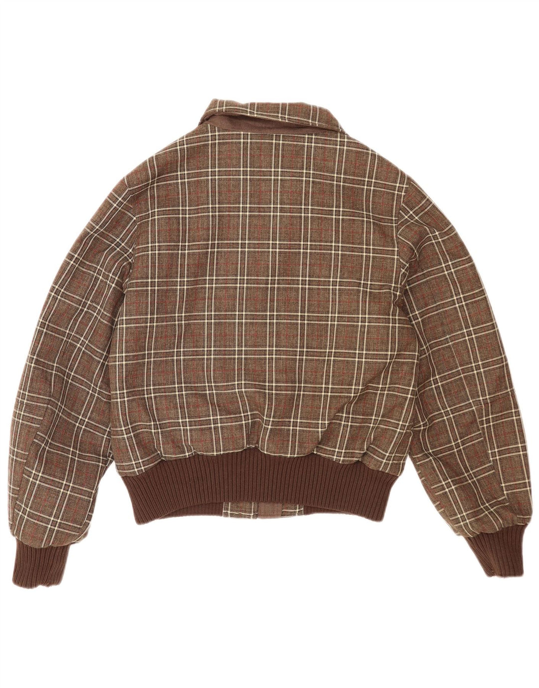 Blouson aviateur court pour femmes des Canadiens IT 46, grand carreaux marron en polyester