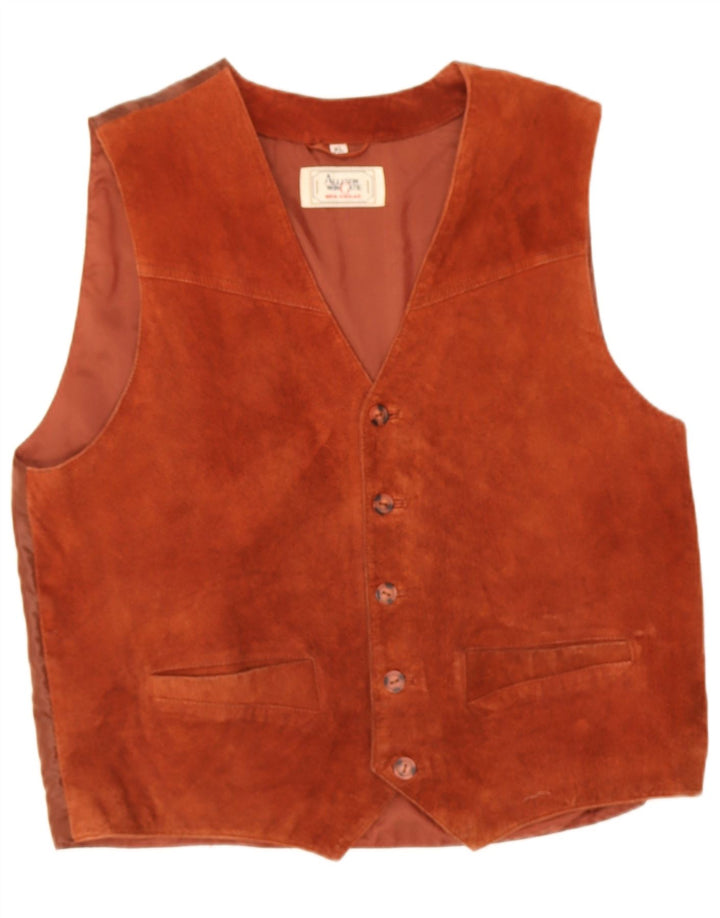 Allison Wingate Gilet en daim pour homme XL en cuir marron