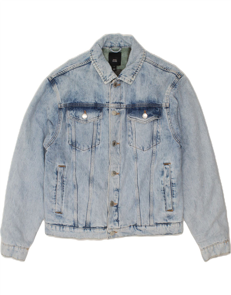 RIVER ISLAND Mens Denim Jacket UK 38 Medium Blue Cotton Vintage River Island and Second-Hand River Island from Messina Hembry 