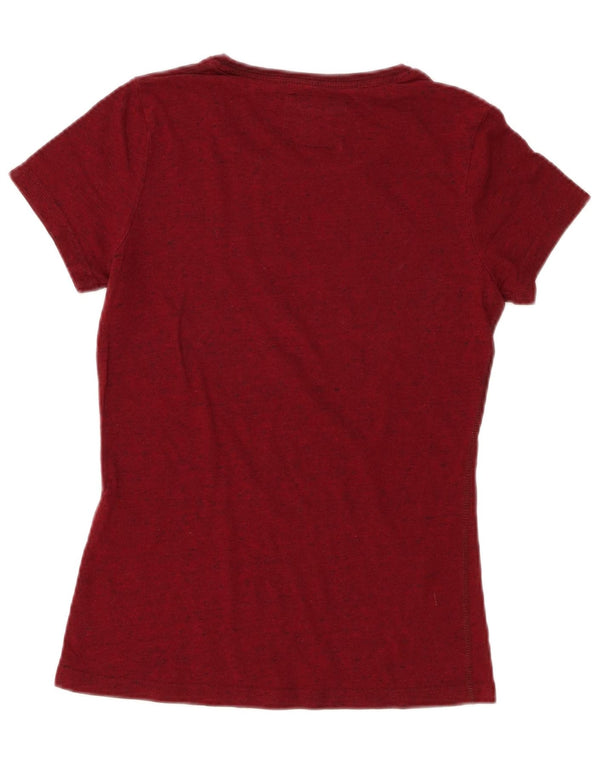 Superdry T-shirt graphique pour femme UK 10 Petit coton moucheté bordeaux