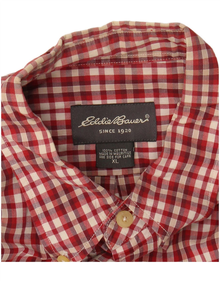 EDDIE BAUER Chemise à manches courtes pour homme XL Rouge à carreaux en coton