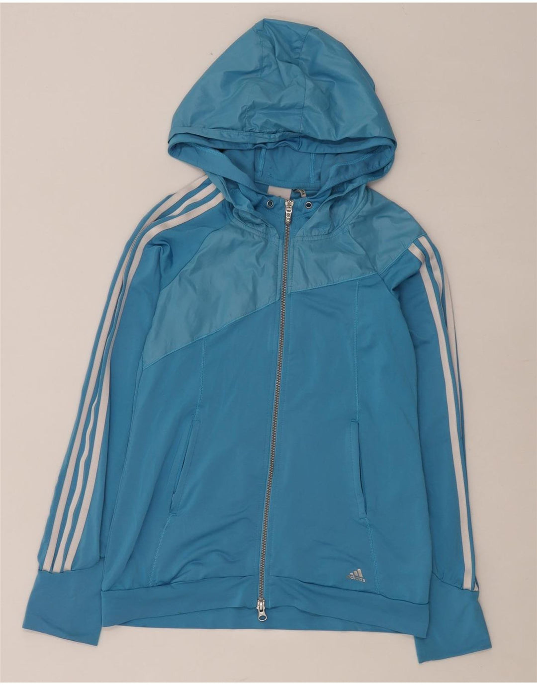 Adidas Pull à capuche zippé pour femme UK 10 Petit Bleu Polyester