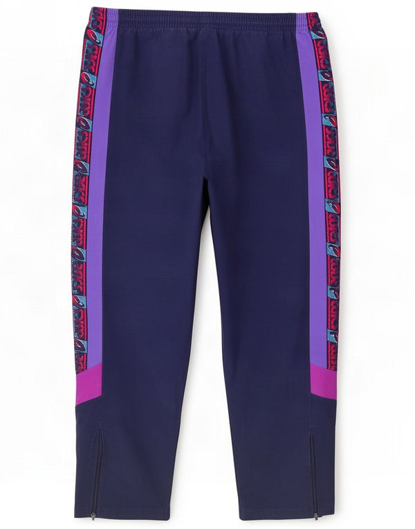 Vintage Pantalon de survêtement graphique pour homme IT 50 Large Navy Blue Colourblock