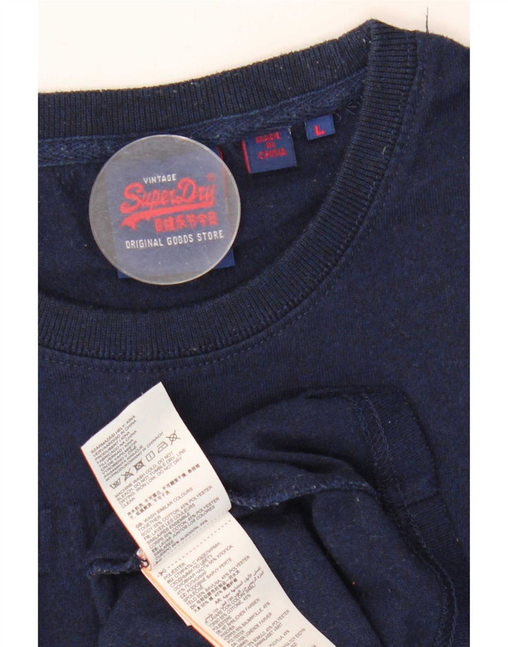 Superdry Homme Graphic T-Shirt Top Large Bleu Marine Coton
