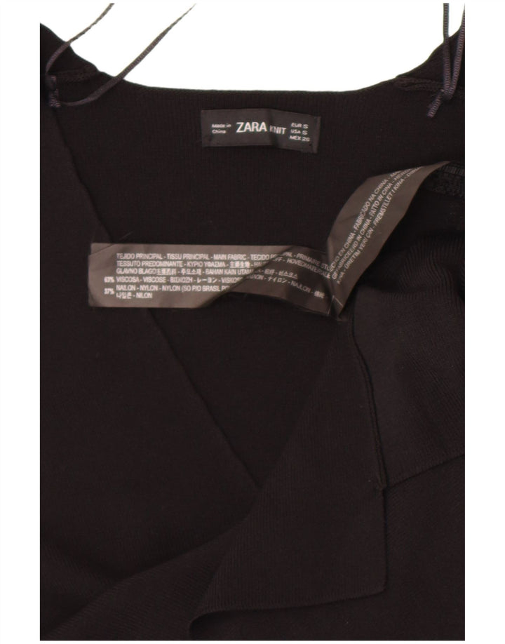 Zara Femme Top Manches Longues UK 10 Small Noir Viscose