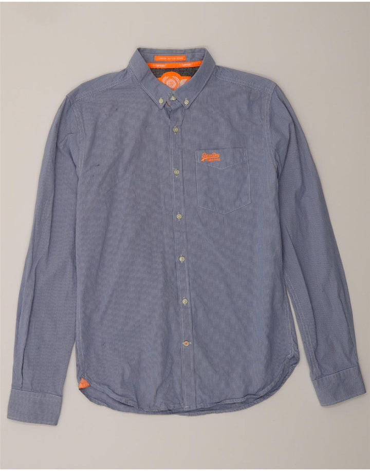 SUPERDRY Chemise Homme Bleu Moyen à Fines Rayures en Coton