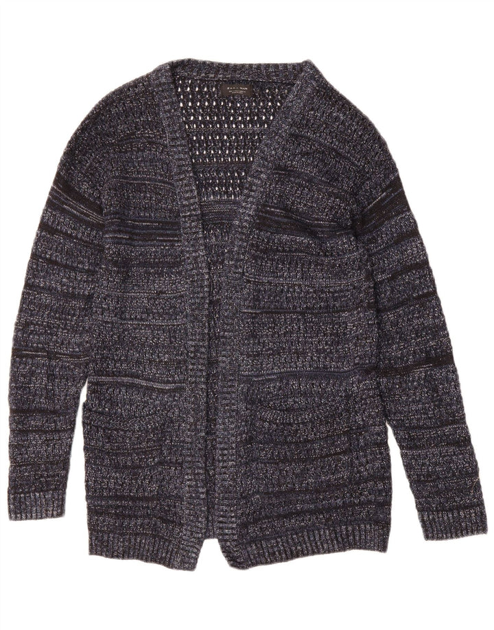 ZARA Mens Cardigan Sweater Small Navy Blue Flecked