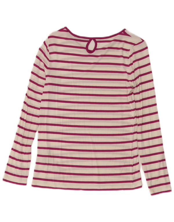 Massimo Dutti Haut à manches longues pour femme UK 10 Petit modal rayé blanc