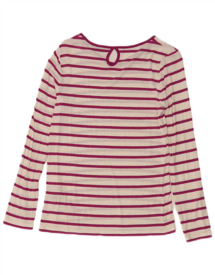 Massimo Dutti Haut à manches longues pour femme UK 10 Petit modal rayé blanc