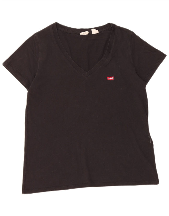 Levi's T-Shirt Femme UK 14 Noir Moyen Coton