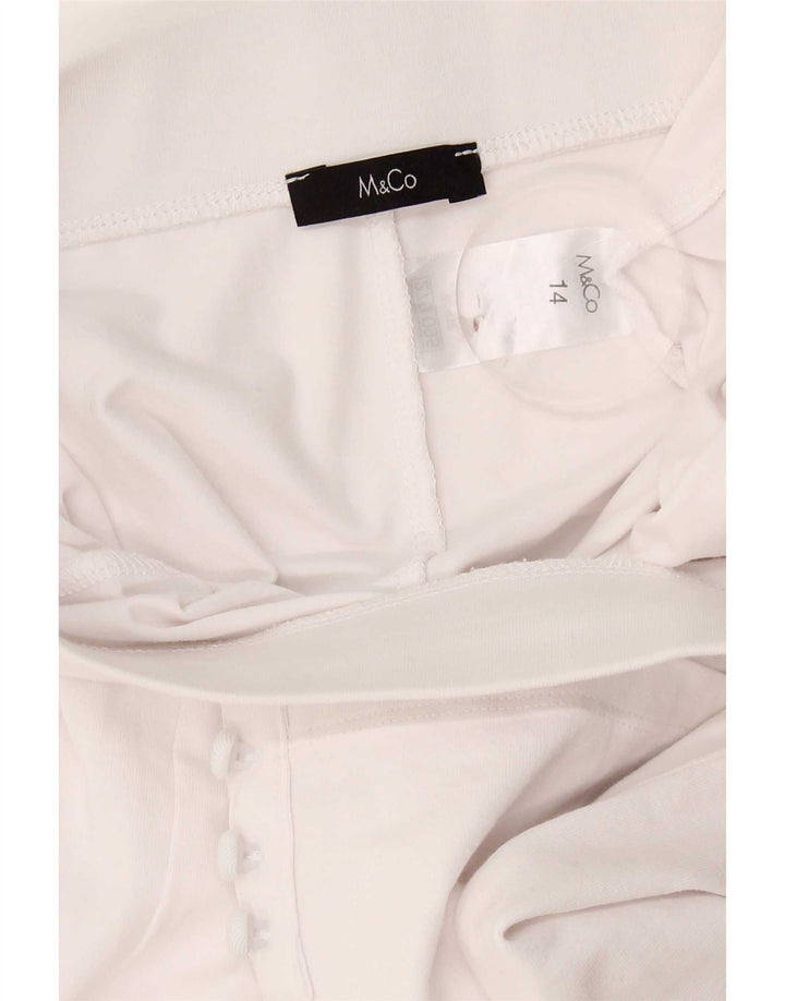 M&Co Legging Capri Femme UK 14 Grand Coton Blanc
