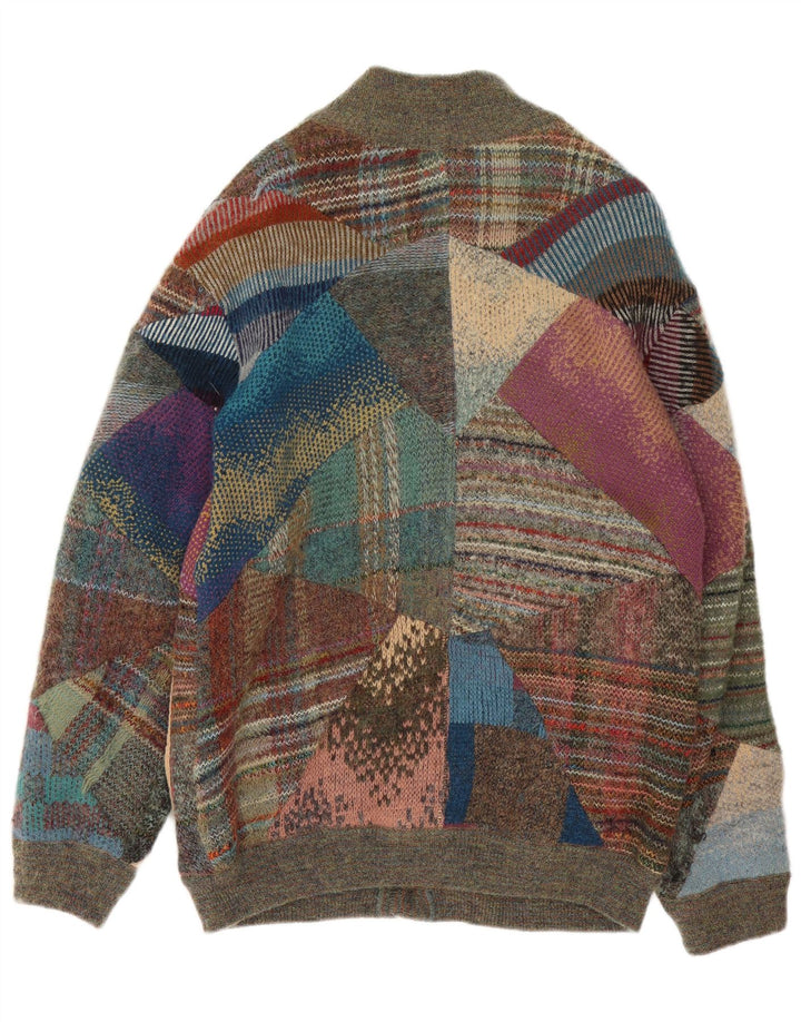 VINTAGE Pull Cardigan Homme Moyen Multicolore Patchwork