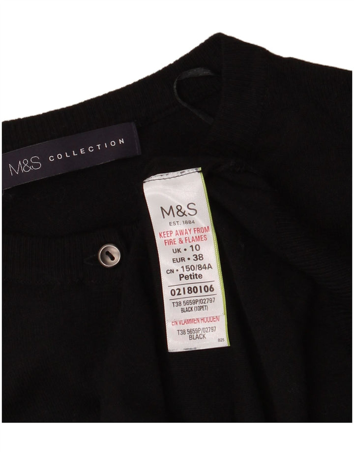 Marks & Spencer Pull Cardigan Femme UK 10 Petit Viscose Noir