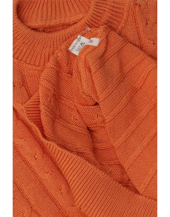 vintage Mens Turtle Neck Jumper Pull Moyen Orange Coton