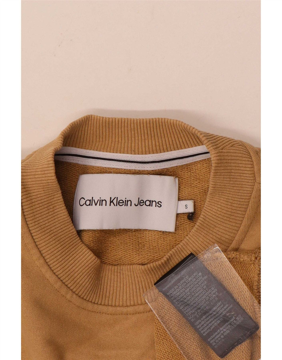 Calvin Klein Jeans Sweat-shirt surdimensionné pour femme UK 10 Petit Beige