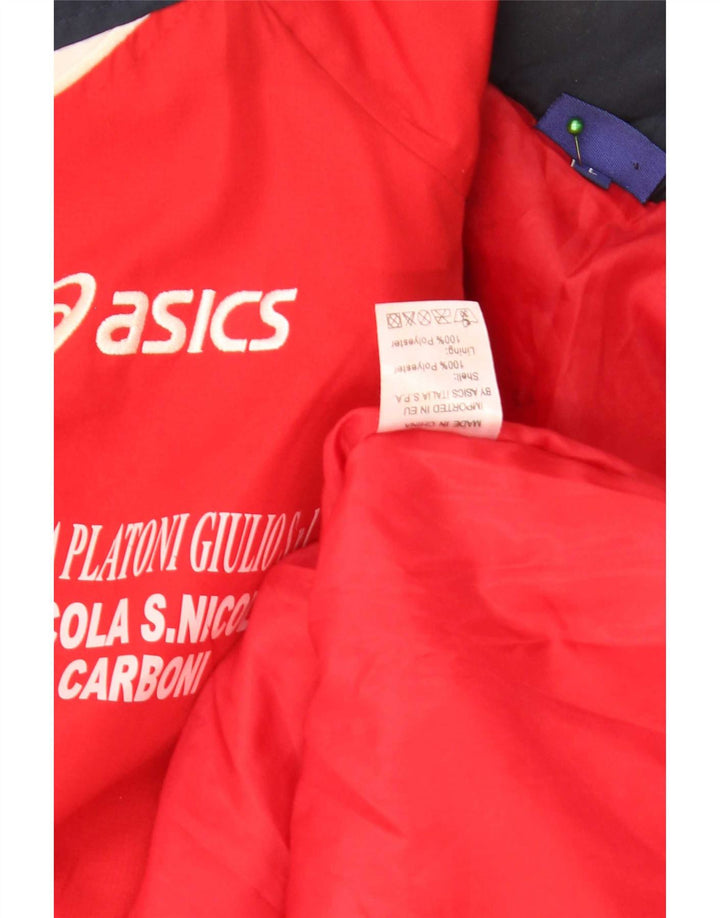 Asics Veste coupe-vent graphique pour homme UK 40 Large Rouge Colorblock Polyester