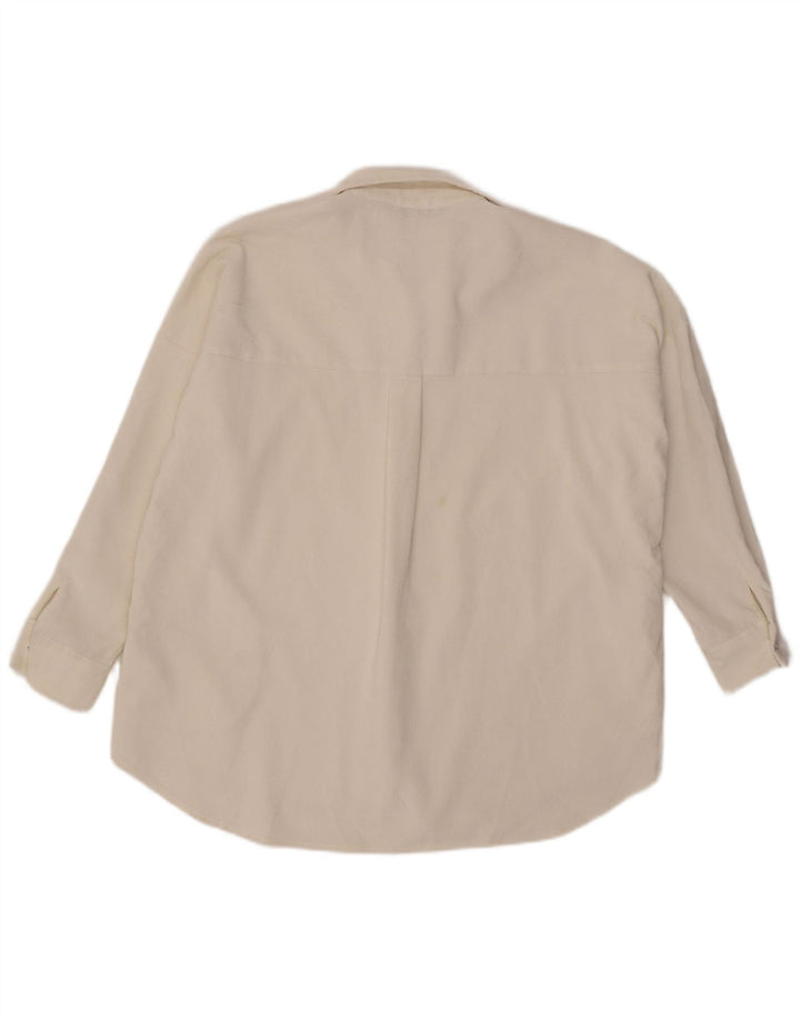 Zara Chemise surdimensionnée en velours côtelé pour femme UK 10 Petit polyester blanc