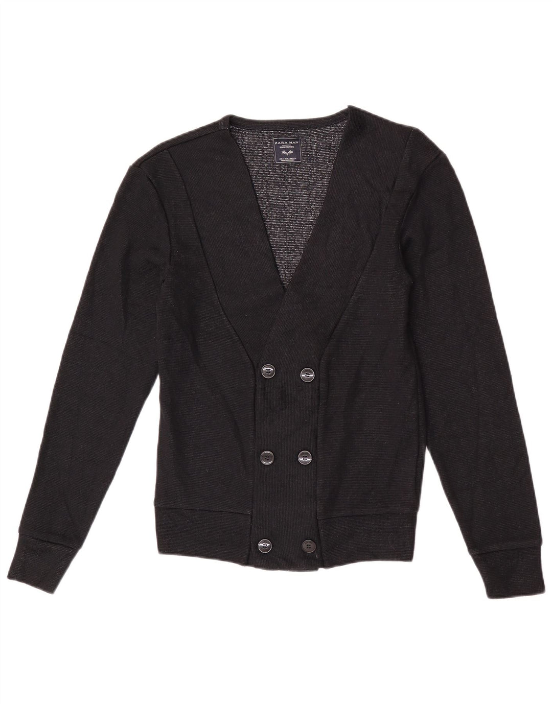 Zara Homme Double Boutonnage Cardigan Pull Petit Noir Acrylique