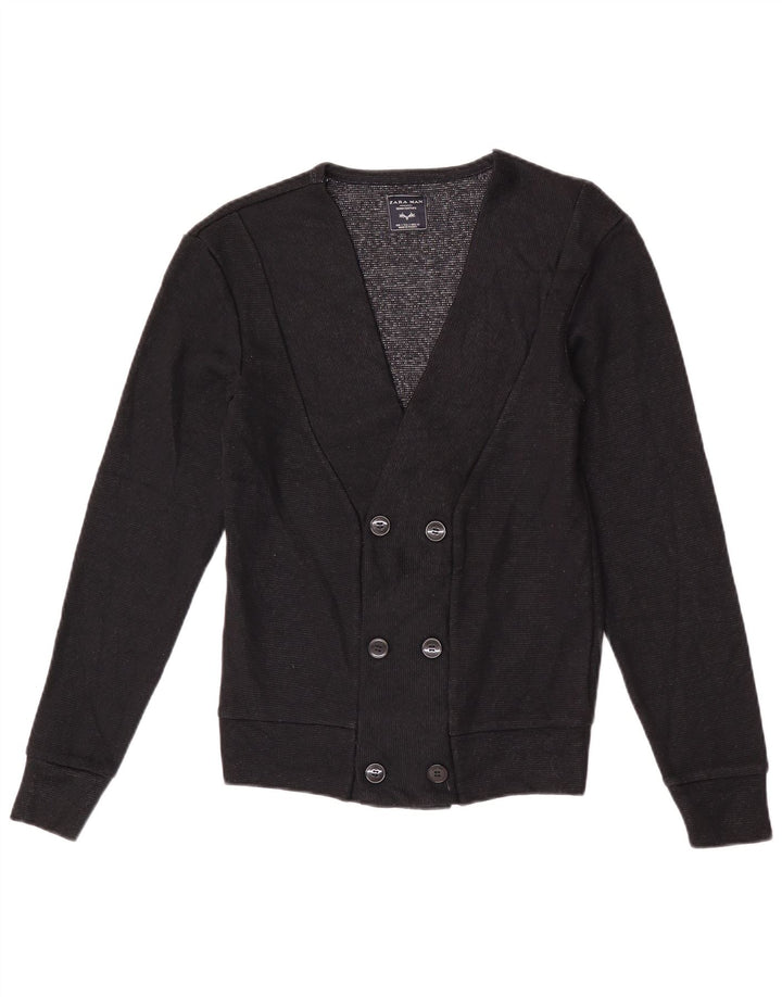 Zara Homme Double Boutonnage Cardigan Pull Petit Noir Acrylique