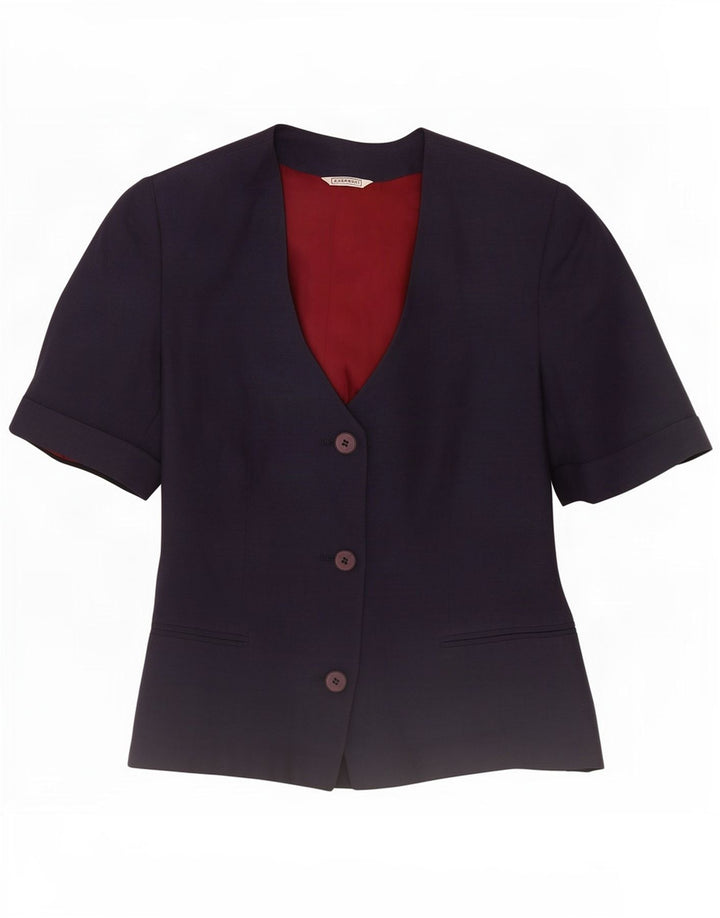 Stefanel Veste blazer à manches courtes 3 boutons pour femme IT 38 XS Bleu marine