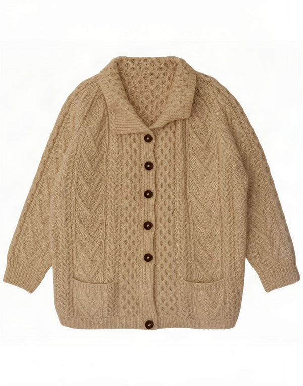 Vintage Cardigan surdimensionné pour femme UK 18 XL Blanc cassé